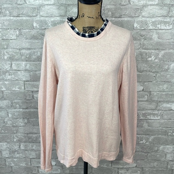 J. Crew Sweaters - J.Crew Ruffleneck Pink Cotton Sweater